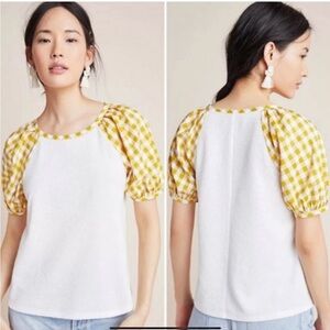 Anthropologie Sunday in Brooklyn Blair Gingham Short Sleeve Top Sz M